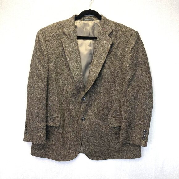Barrington Donegal Speckled Tweed Blazer Jacket Mens 44S Brown Wool Sport Coat - Picture 1 of 16